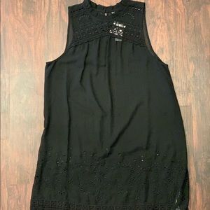 TOPSHOP black see-thru embroidery trim dress